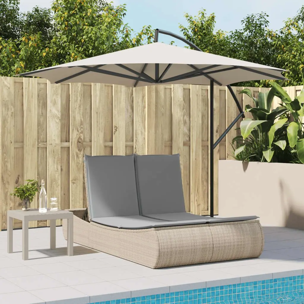 Double Sun Lounger with Adjustable Backrest and Cushions