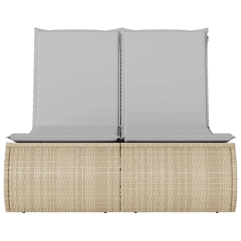 Double Sun Lounger with Adjustable Backrest and Cushions