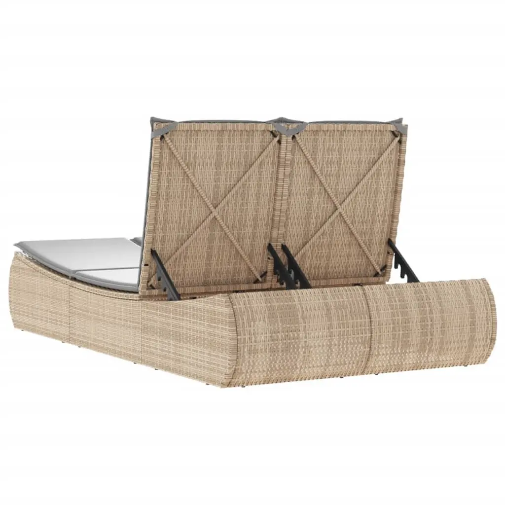 Double Sun Lounger with Adjustable Backrest and Cushions