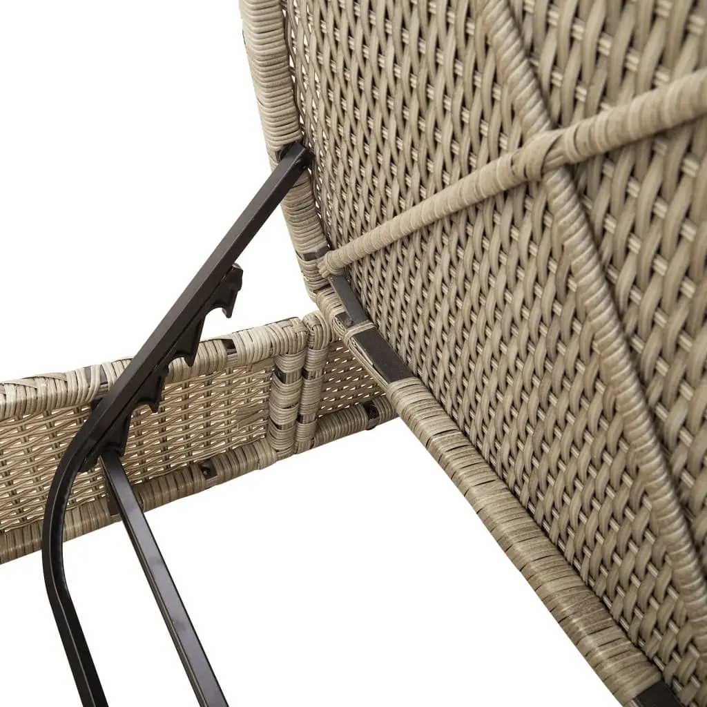 Double Sun Lounger Outdoor Use Grey Poly Rattan Adjustable Backrest