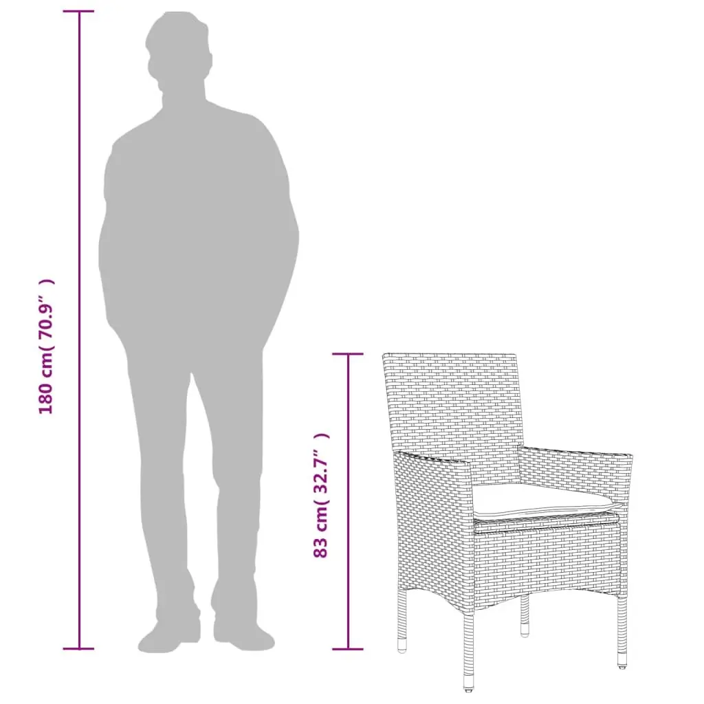 Outdoor Garden Chairs for Patio Grey 2 Piece