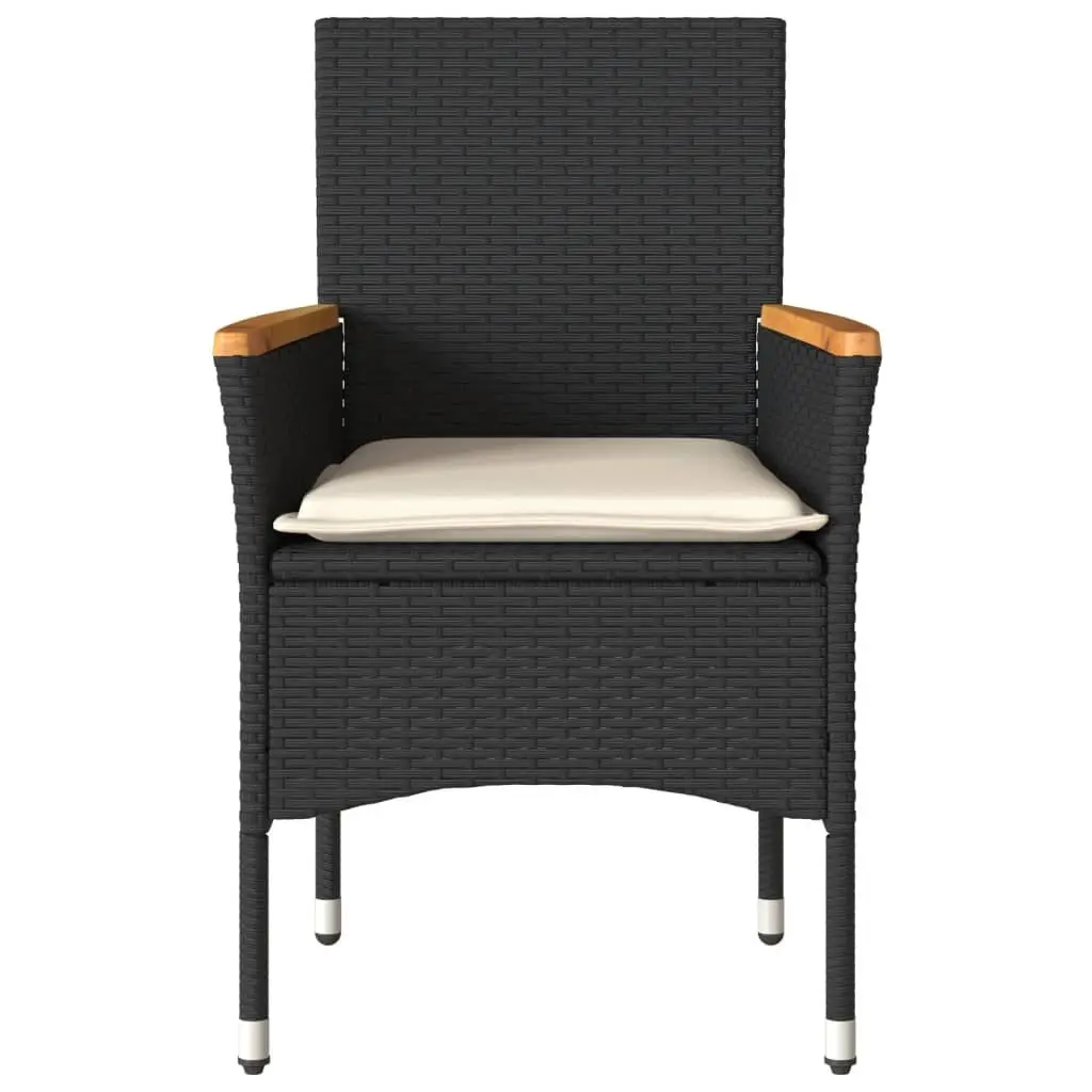 Outdoor Garden Chairs Set of 2 for Patio Black PE Rattan Cushions