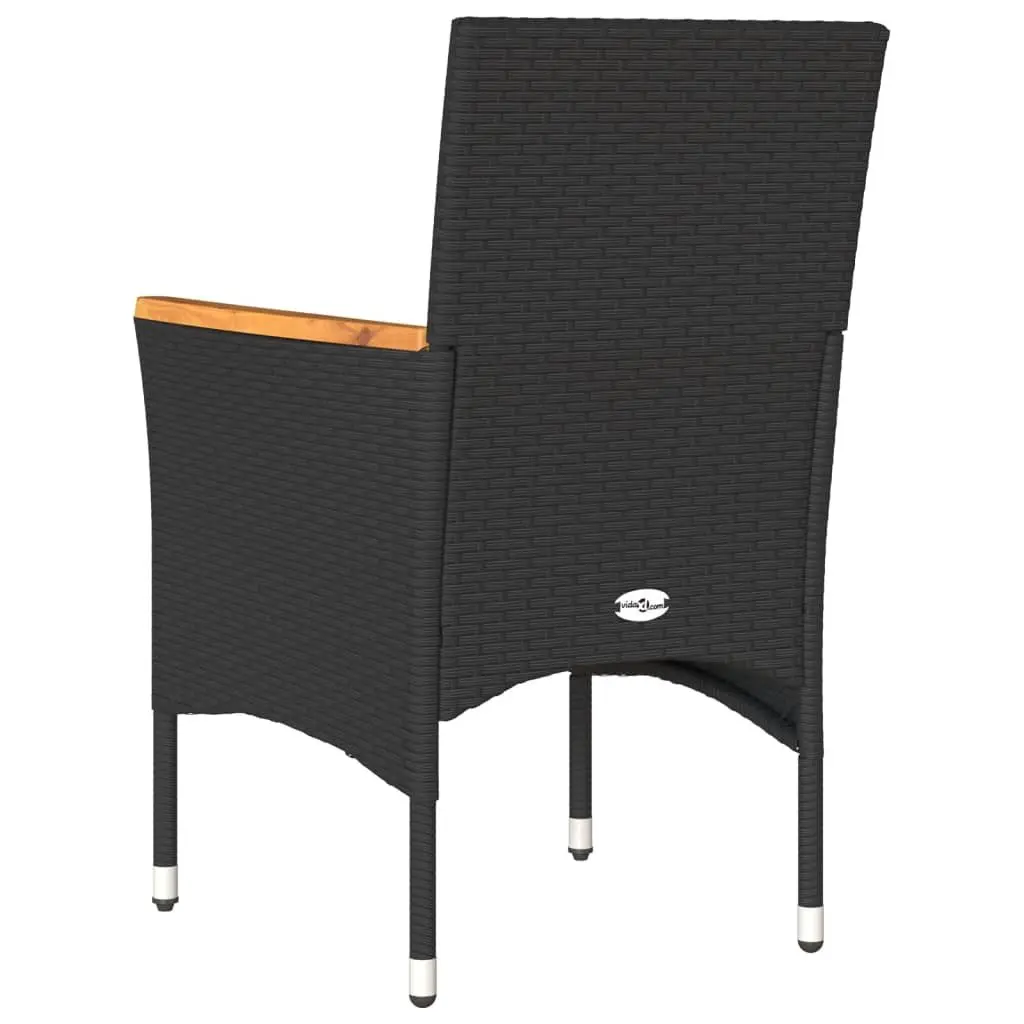 Outdoor Garden Chairs Set of 2 for Patio Black PE Rattan Cushions