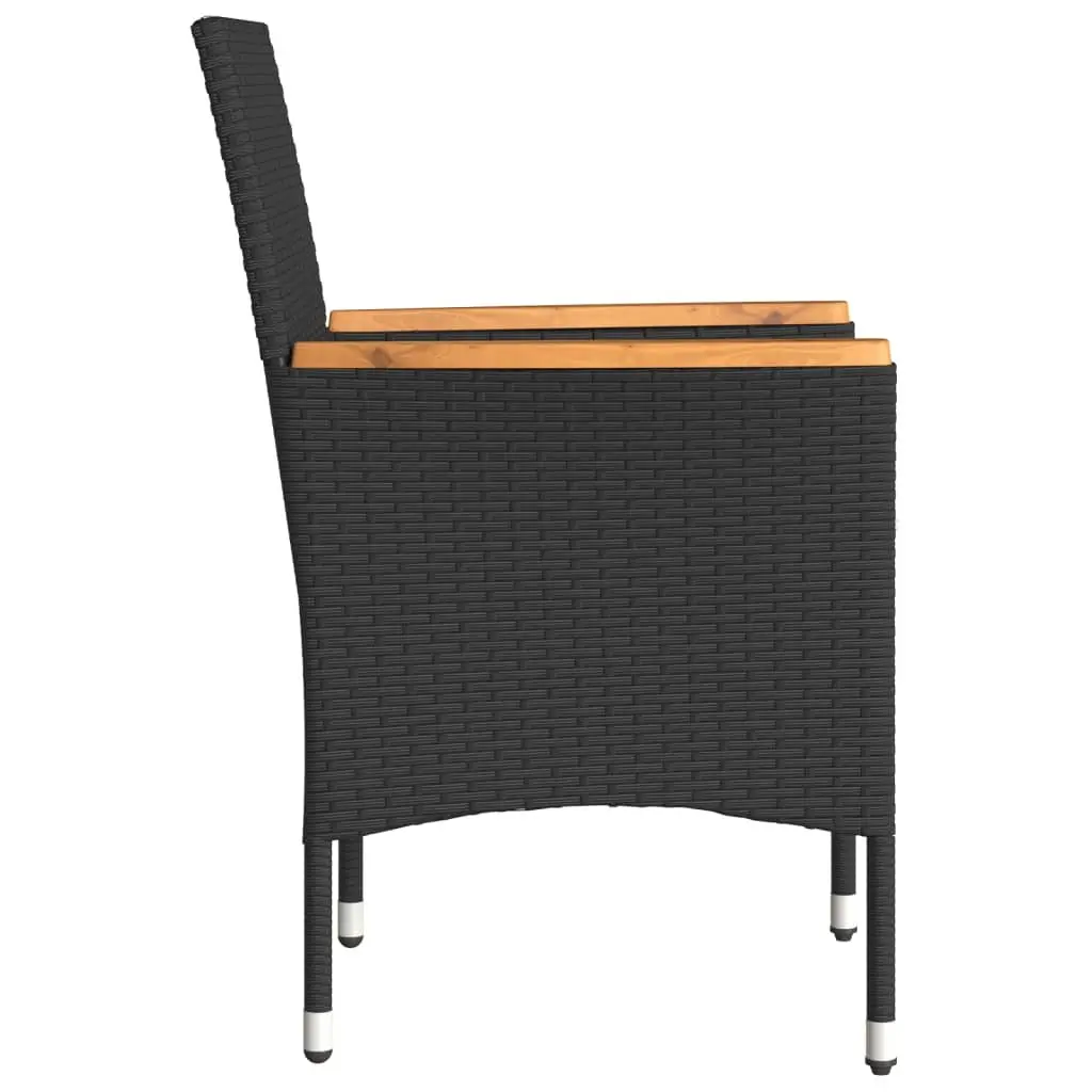 Outdoor Garden Chairs Set of 2 for Patio Black PE Rattan Cushions