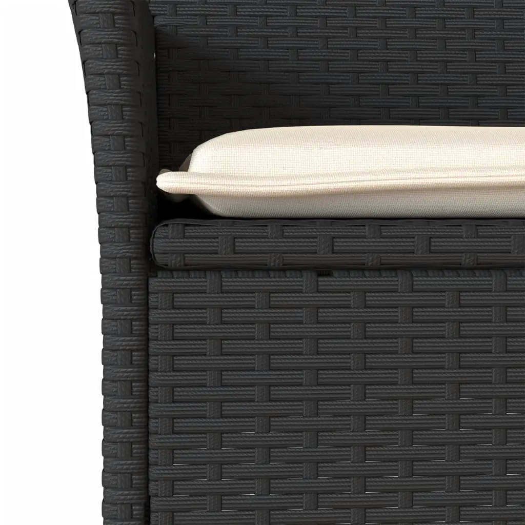 Outdoor Garden Chairs Set of 2 for Patio Black PE Rattan Cushions