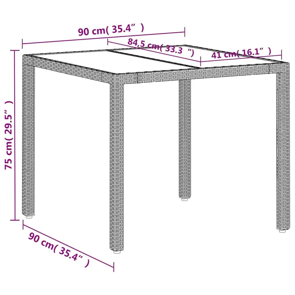 Garden Table Outdoor Use Grey 90x90x75 cm