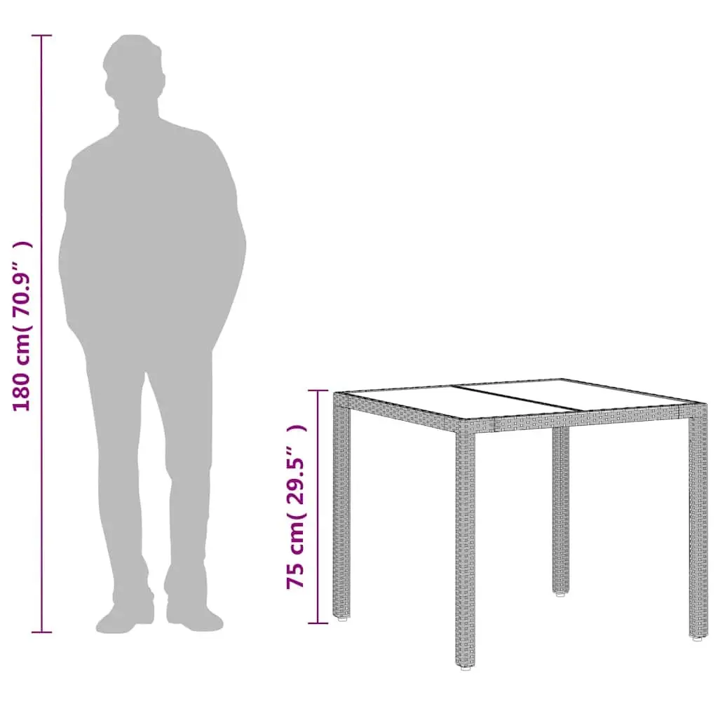 Garden Table Outdoor Use Grey 90x90x75 cm