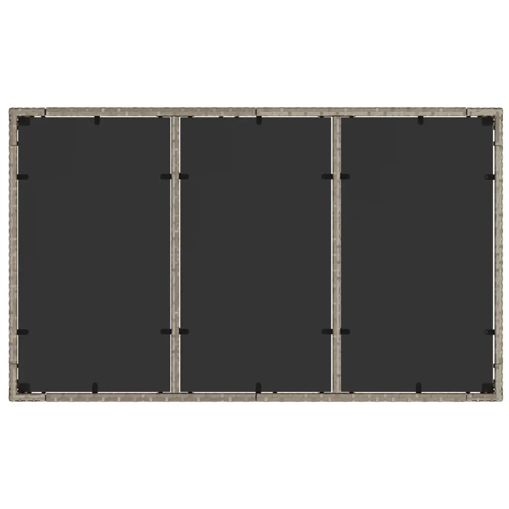 Garden Table for Outdoor Patio 150 x 90 x 75 cm Grey Tempered Glass Top Poly Rattan Frame