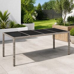Grey Garden Dining Table 190x90x75cm with Glass Top