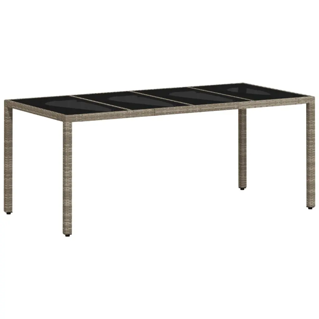 Garden Dining Table Outdoor Use Grey Poly Rattan Glass Top 190x90x75cm