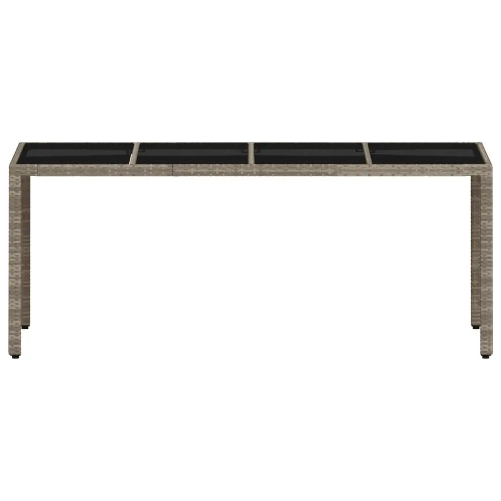 Garden Dining Table Outdoor Use Grey Poly Rattan Glass Top 190x90x75cm