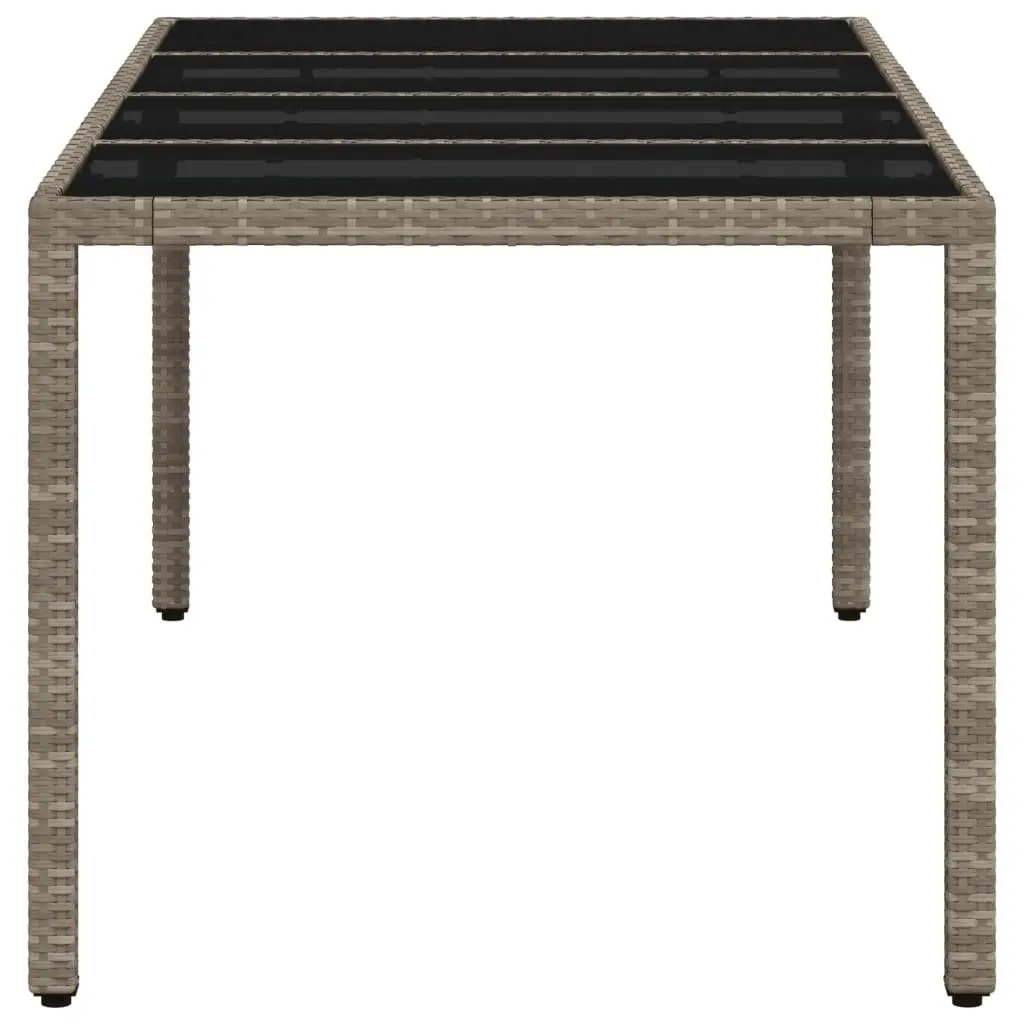 Garden Dining Table Outdoor Use Grey Poly Rattan Glass Top 190x90x75cm