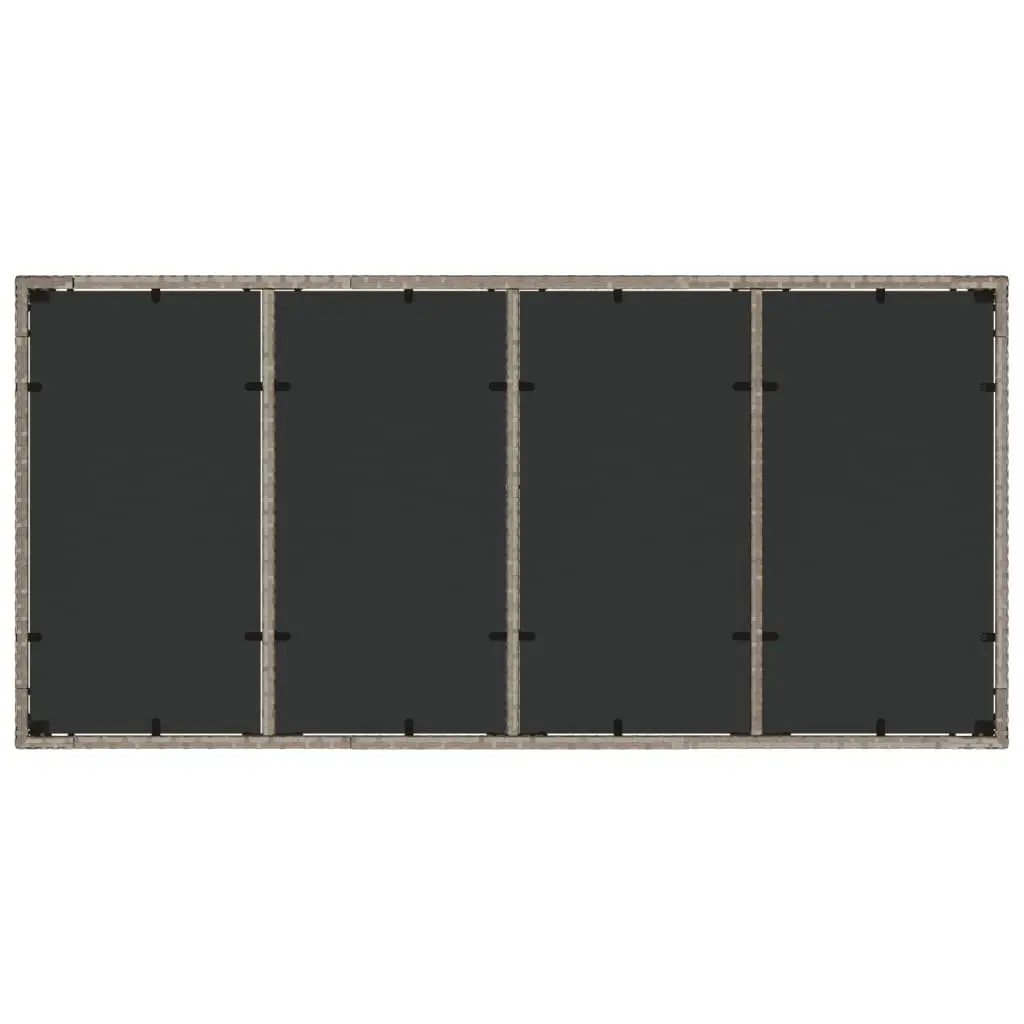 Garden Dining Table Outdoor Use Grey Poly Rattan Glass Top 190x90x75cm
