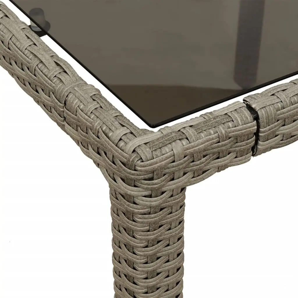 Garden Dining Table Outdoor Use Grey Poly Rattan Glass Top 190x90x75cm