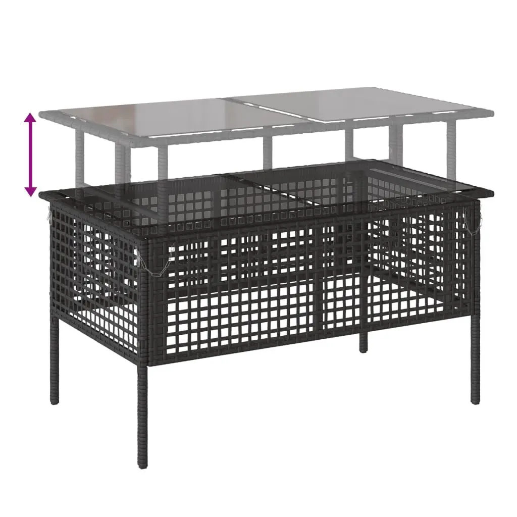 4 Piece Outdoor Garden Sofa Set for Patio Black Poly Rattan Sectional with Glass Table