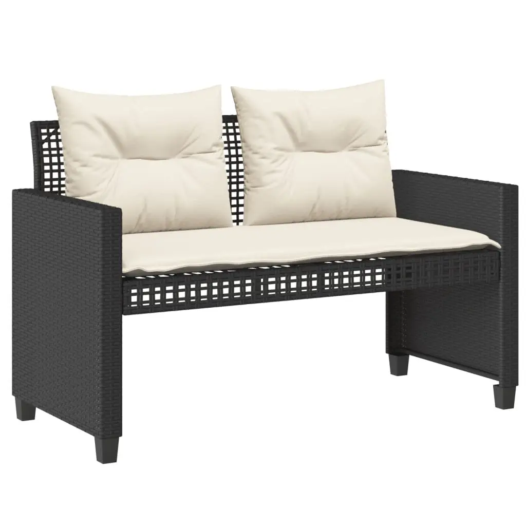 4 Piece Outdoor Garden Sofa Set for Patio Black Poly Rattan Sectional with Glass Table
