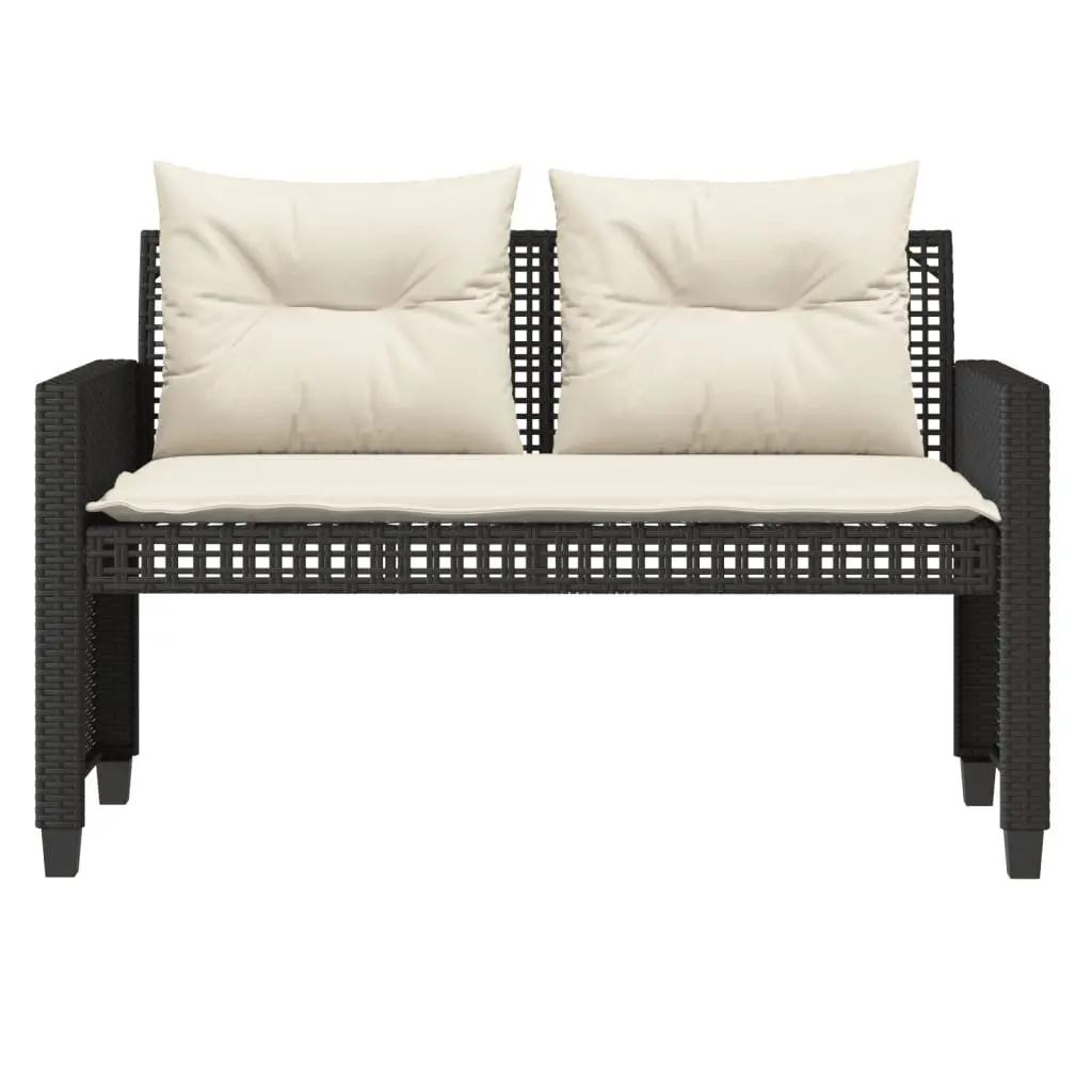 4 Piece Outdoor Garden Sofa Set for Patio Black Poly Rattan Sectional with Glass Table