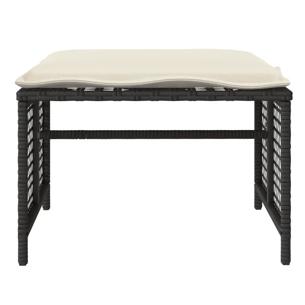 4 Piece Outdoor Garden Sofa Set for Patio Black Poly Rattan Sectional with Glass Table