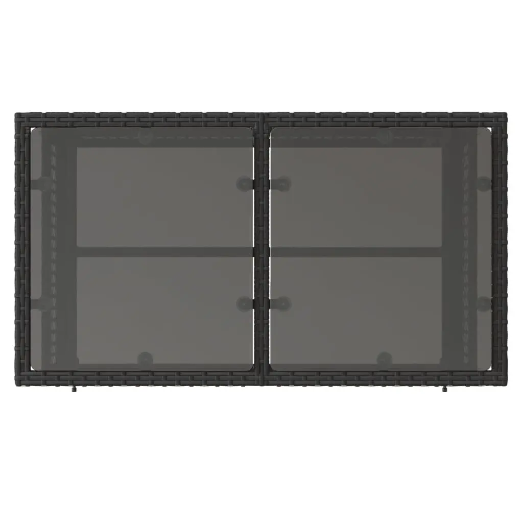 4 Piece Outdoor Garden Sofa Set for Patio Black Poly Rattan Sectional with Glass Table