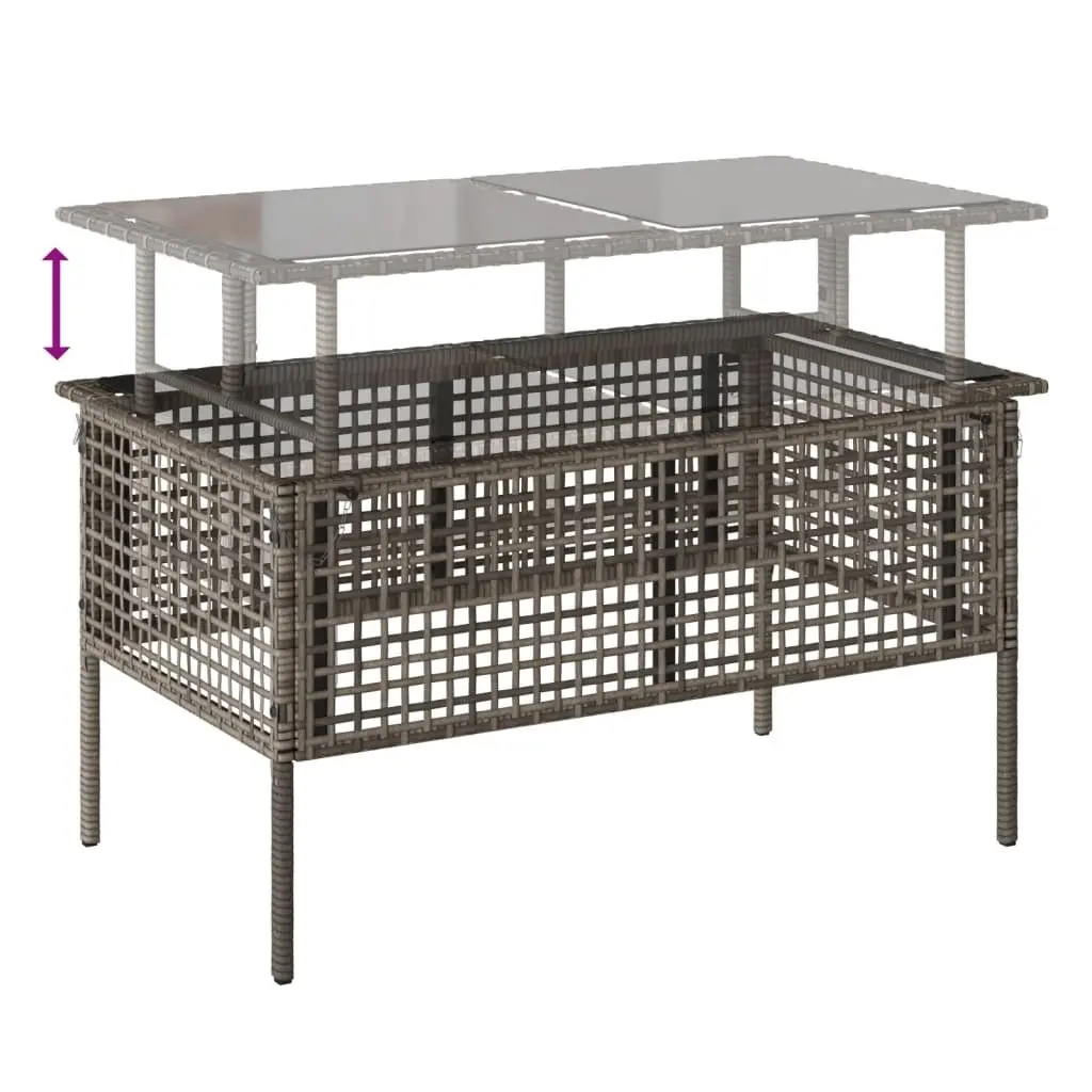 4 Piece Outdoor Garden Sofa Set for Patio Grey Poly Rattan with Glass Table