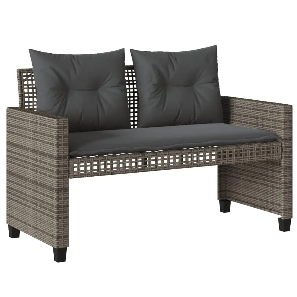4 Piece Outdoor Garden Sofa Set for Patio Grey Poly Rattan with Glass Table