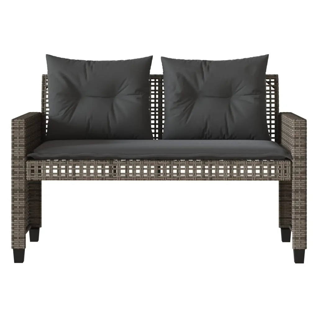 4 Piece Outdoor Garden Sofa Set for Patio Grey Poly Rattan with Glass Table