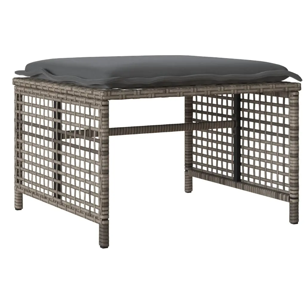4 Piece Outdoor Garden Sofa Set for Patio Grey Poly Rattan with Glass Table