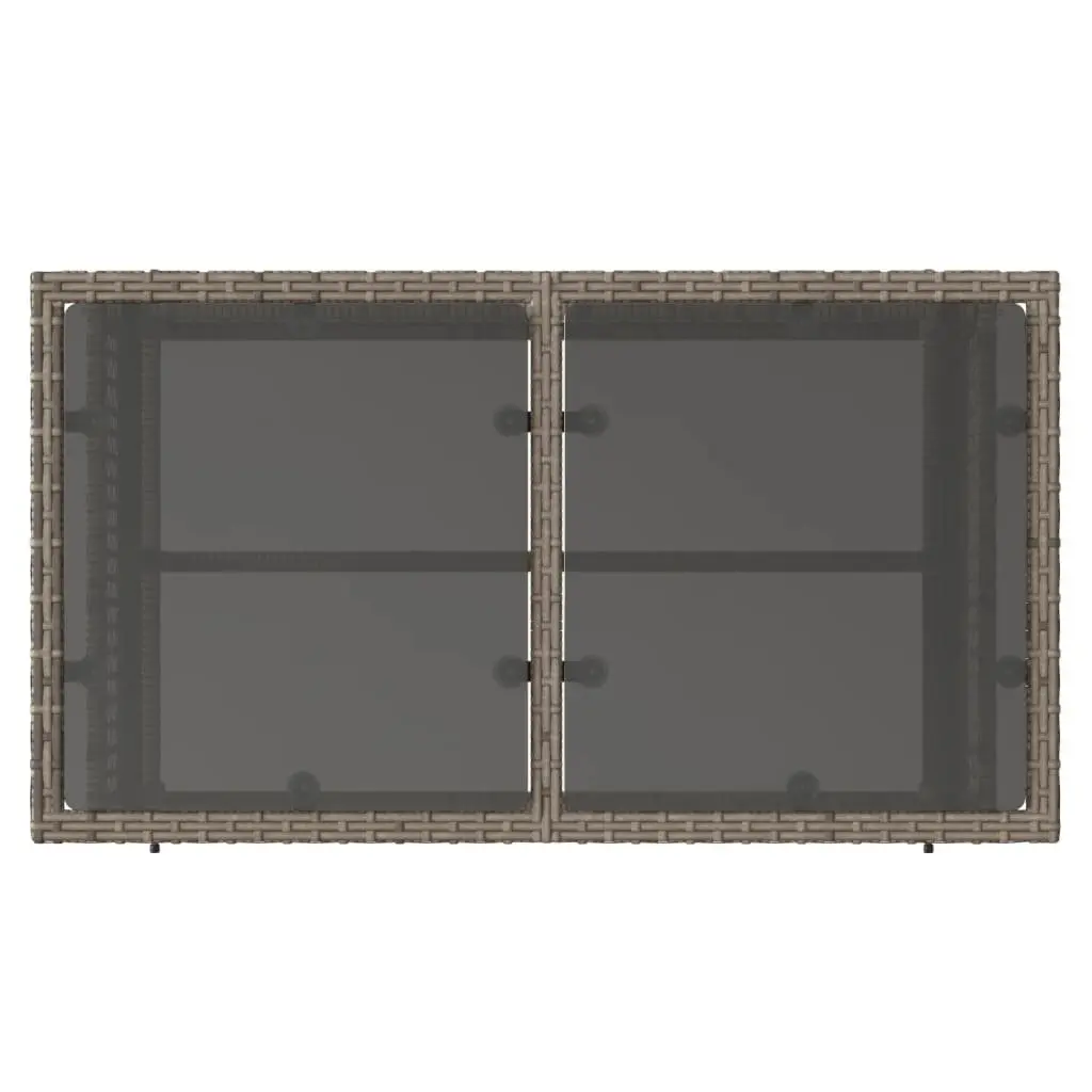 4 Piece Outdoor Garden Sofa Set for Patio Grey Poly Rattan with Glass Table