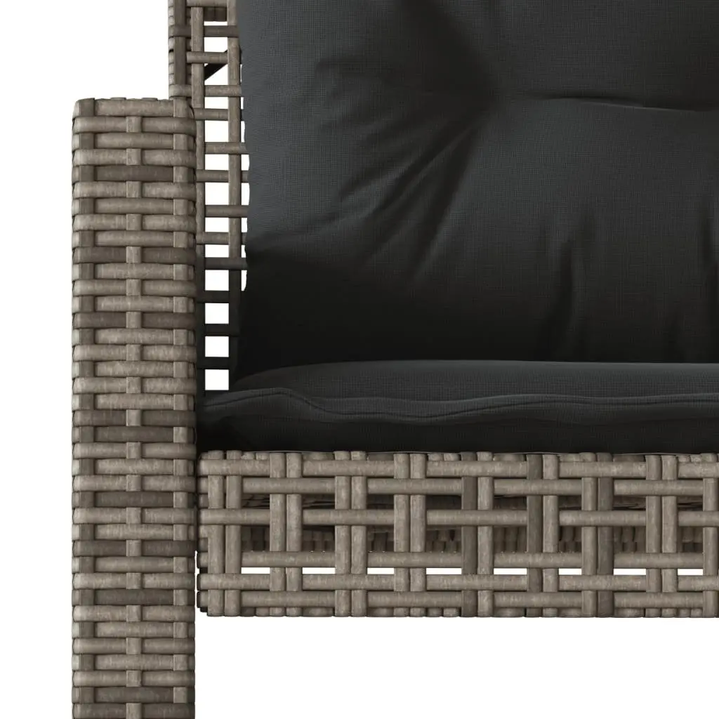 4 Piece Outdoor Garden Sofa Set for Patio Grey Poly Rattan with Glass Table
