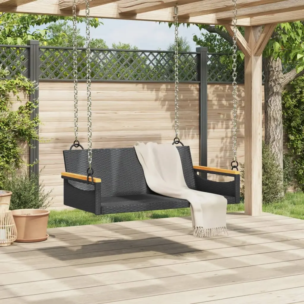 Outdoor Swing Bench Black Garden 109 x 62 x 40 cm