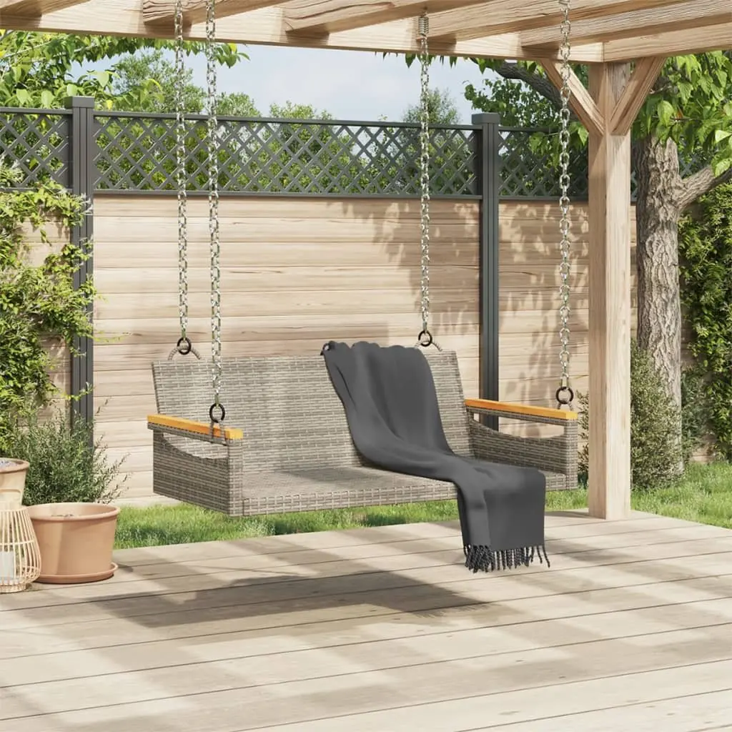 Outdoor Swing Bench Grey Poly Rattan Garden 109x62x40 cm