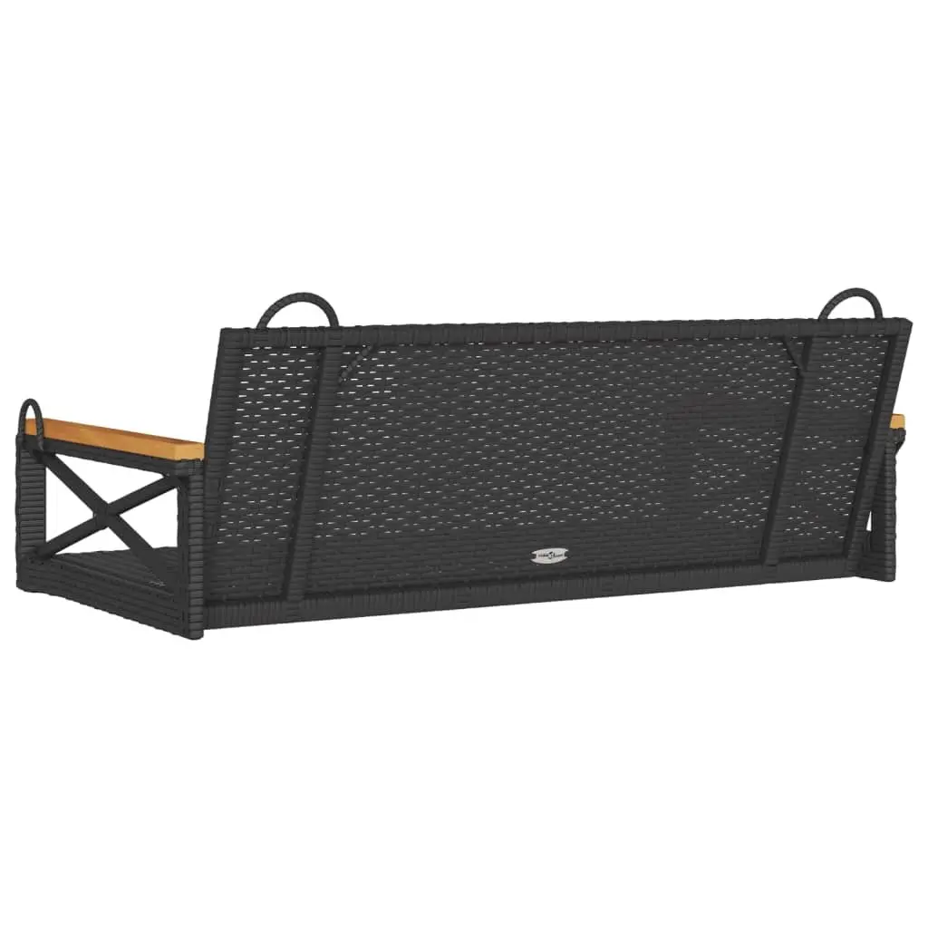 Outdoor Swing Bench Black Poly Rattan Garden Relaxation Hanging Seat Furniture