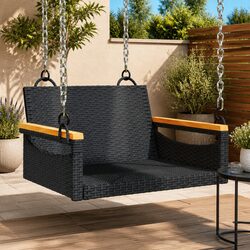 Specifications of the Black Poly Rattan Swing Bench
