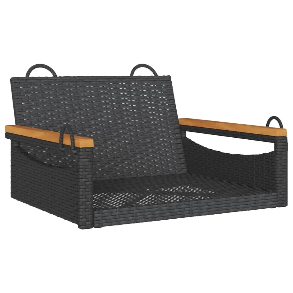 Outdoor Swing Bench Black Poly Rattan Garden Patio Furniture 63 x 62 x 40 cm