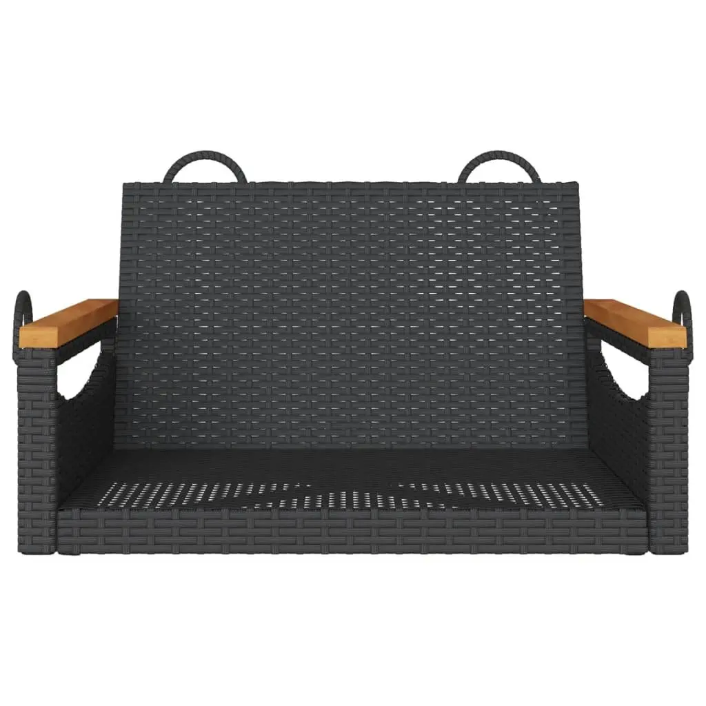 Outdoor Swing Bench Black Poly Rattan Garden Patio Furniture 63 x 62 x 40 cm