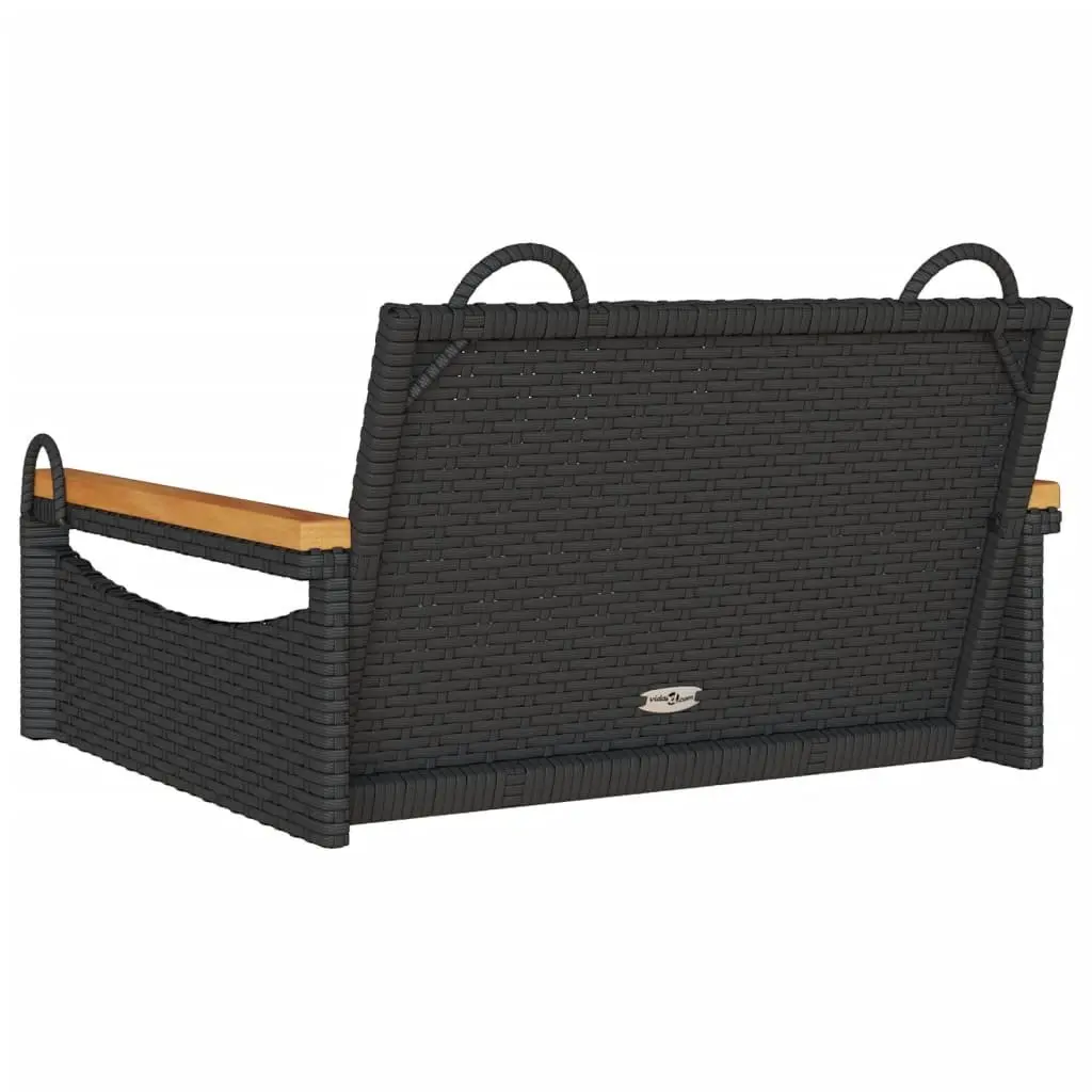 Outdoor Swing Bench Black Poly Rattan Garden Patio Furniture 63 x 62 x 40 cm