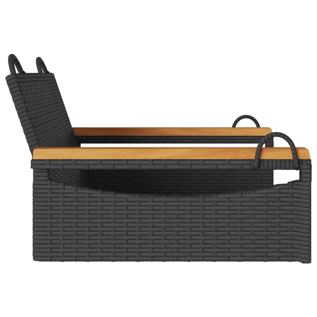 Outdoor Swing Bench Black Poly Rattan Garden Patio Furniture 63 x 62 x 40 cm