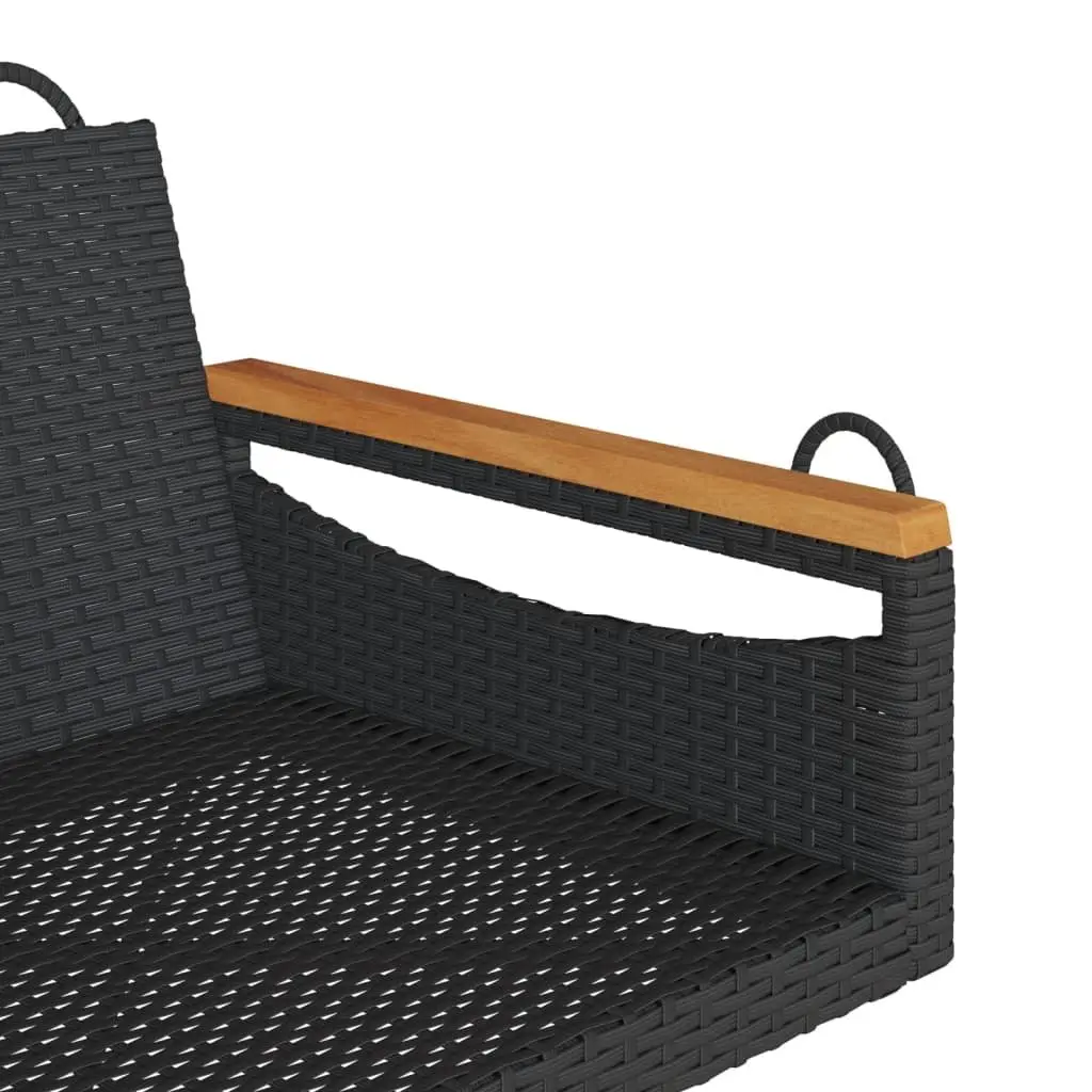 Outdoor Swing Bench Black Poly Rattan Garden Patio Furniture 63 x 62 x 40 cm