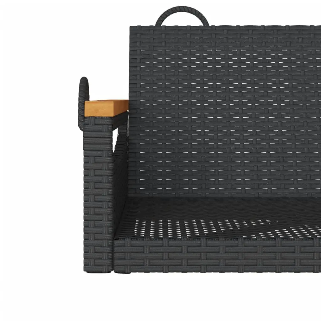 Outdoor Swing Bench Black Poly Rattan Garden Patio Furniture 63 x 62 x 40 cm