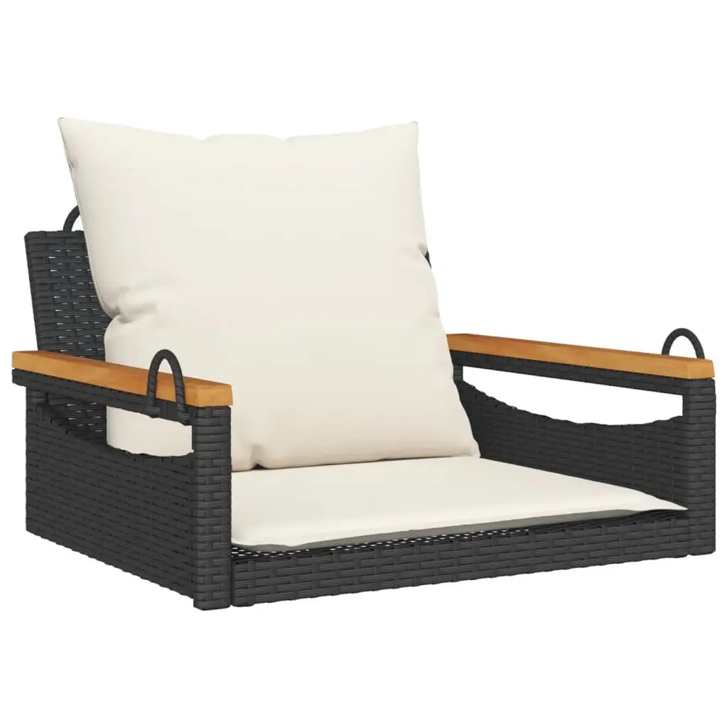 Black Poly Rattan Swing Bench