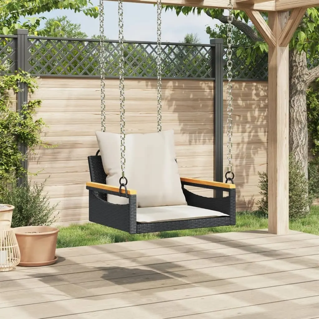 Black Poly Rattan Swing Bench