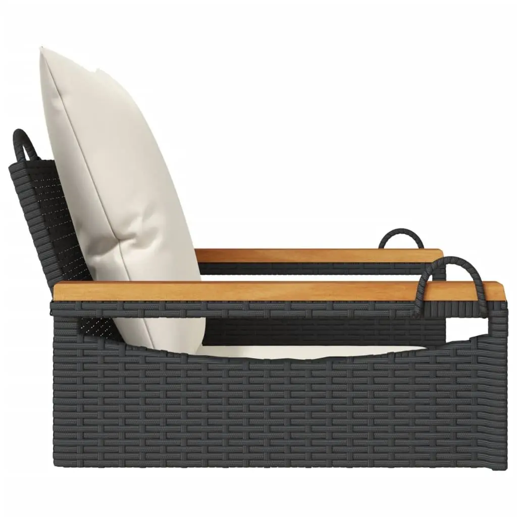 Black Poly Rattan Swing Bench