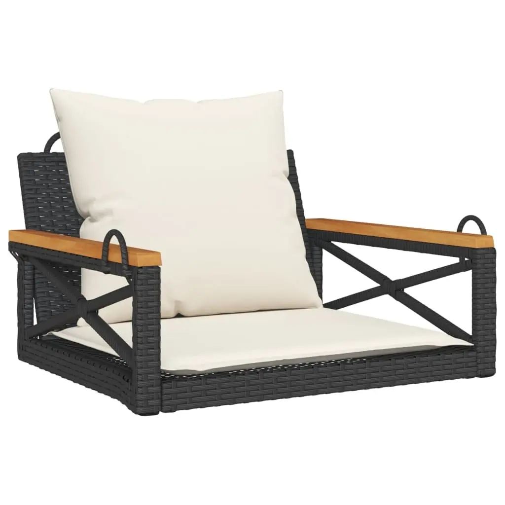 Black Swing Bench with Cushions