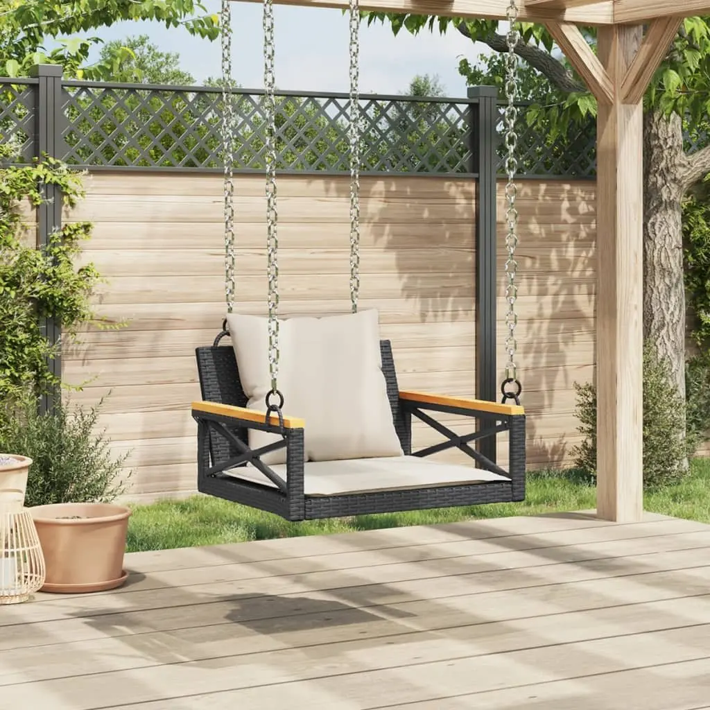 Black Swing Bench with Cushions