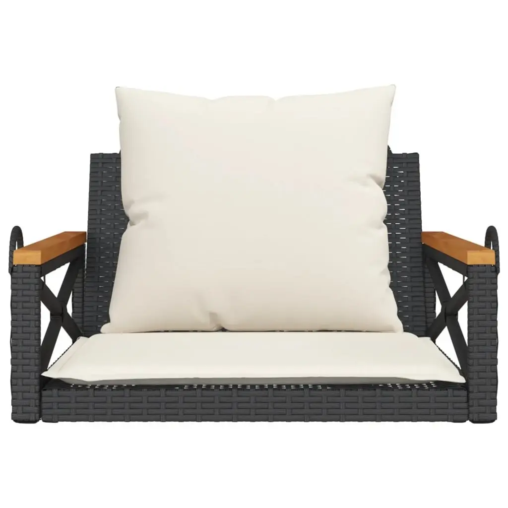 Black Swing Bench with Cushions