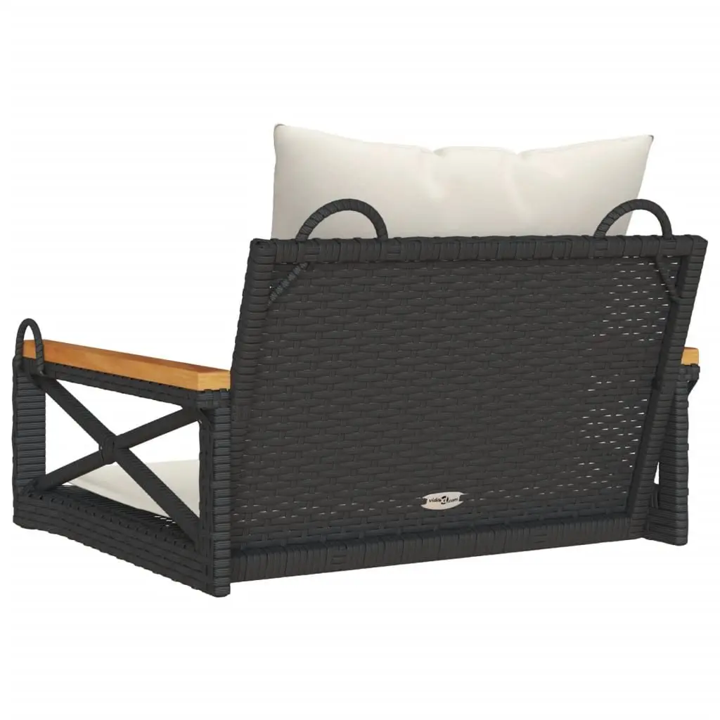 Black Swing Bench with Cushions