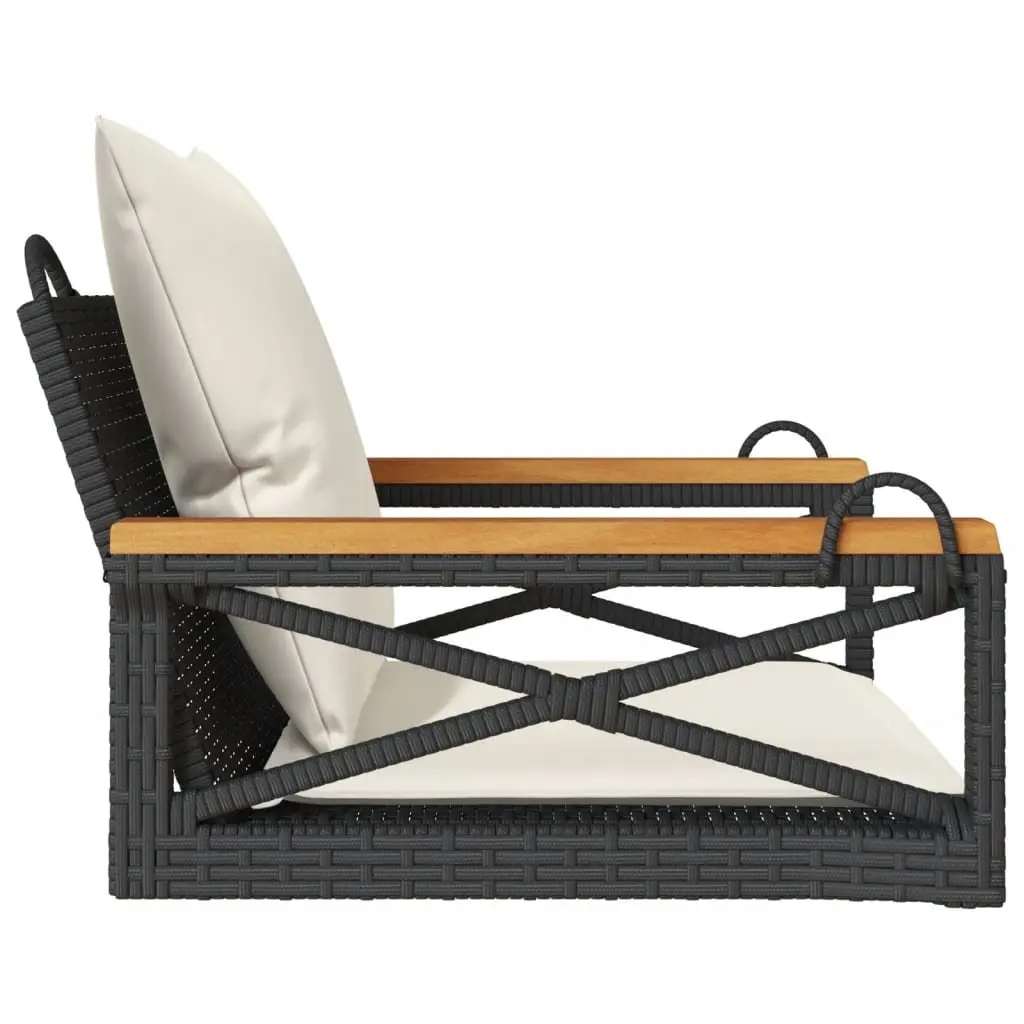 Black Swing Bench with Cushions