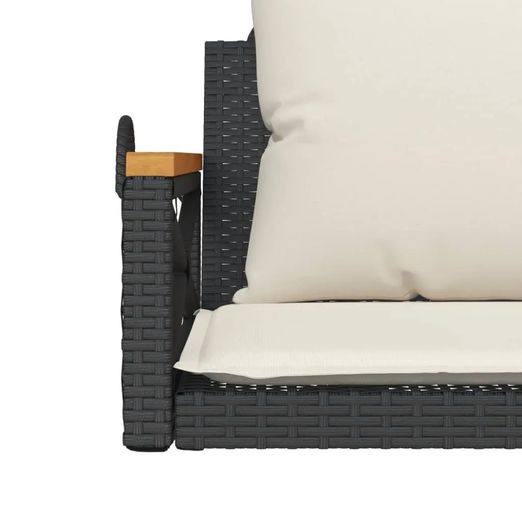 Black Swing Bench with Cushions