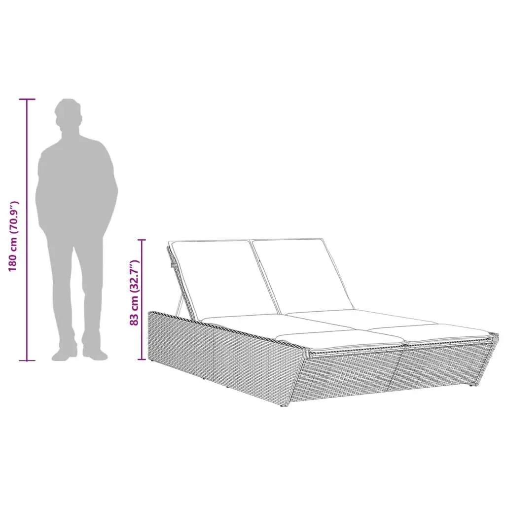 Double Sun Lounger Outdoor Garden Furniture Adjustable Reclining