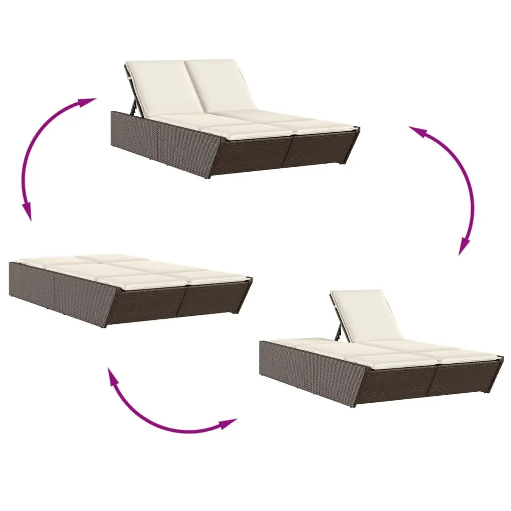 Double Sun Lounger Outdoor Garden Furniture Adjustable Reclining